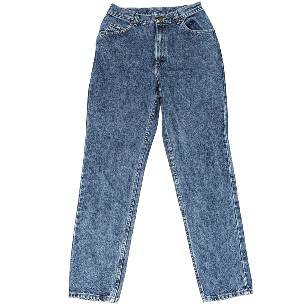vintage 80s Lee high-waisted blue acid-washed mom jeans.‎ 28”